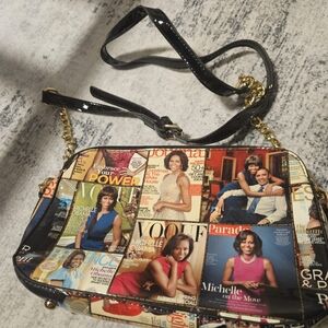 Stylish Magazine Print Michelle Obama Crossbody Bag